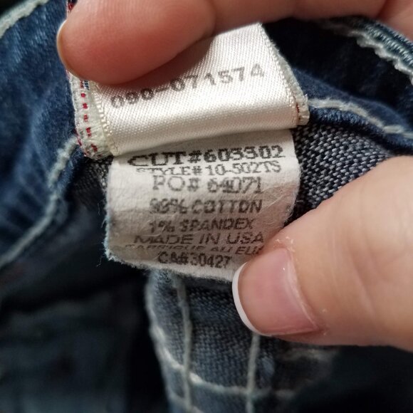 True Religion Johnny Jeans Womens Size 28 Low Rise Straight Leg Blue 10-502TS - Picture 10 of 10